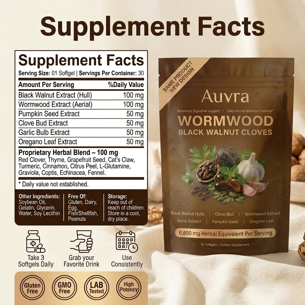 Auvra 18-in-1 Wormwood Black Walnut - 6,600mg softgels