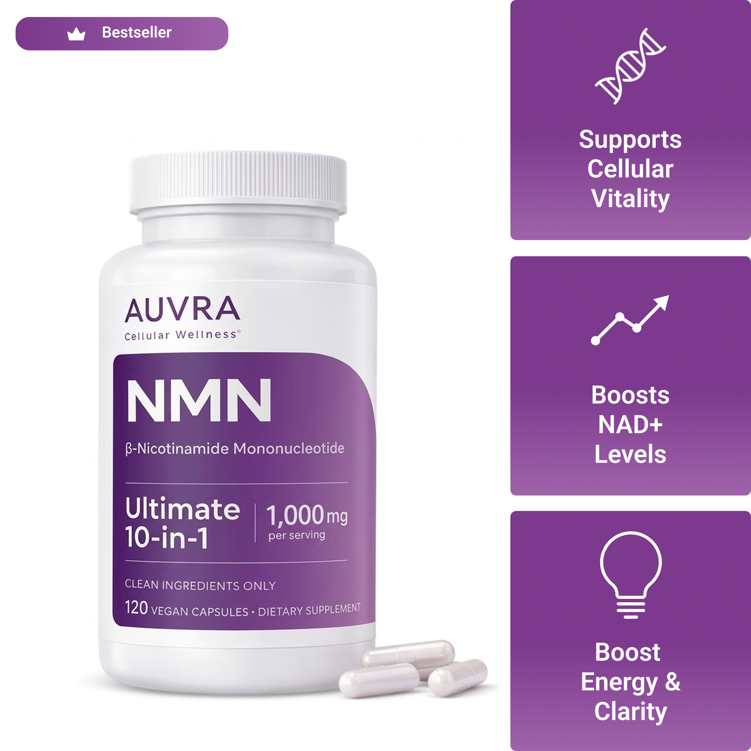 Auvra NMN I Supports NAD+ levels & cellular energy